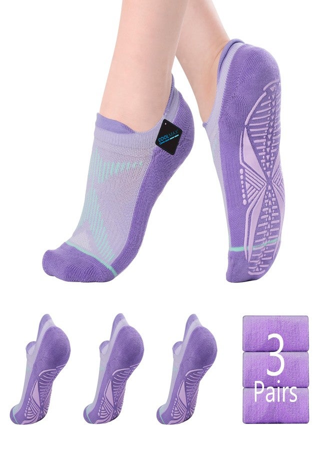 BRISIRA Pilates Socks with Grips Women Non Slip Grippy Yoga Socks Coolmax Bamboo Viscose Compression Barre Hospital Barefoot - Image 1